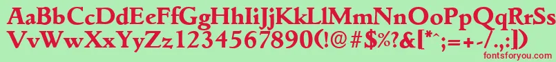 フォントGouditaserialXboldRegular – 赤い文字の緑の背景