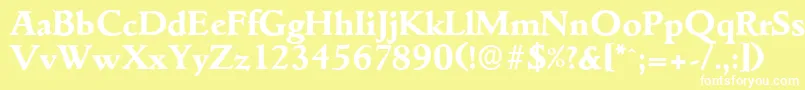 GouditaserialXboldRegular-fontti – valkoiset fontit keltaisella taustalla