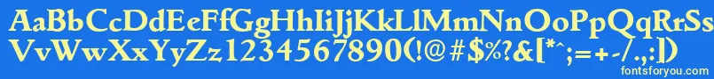 GouditaserialXboldRegular-fontti – keltaiset fontit sinisellä taustalla