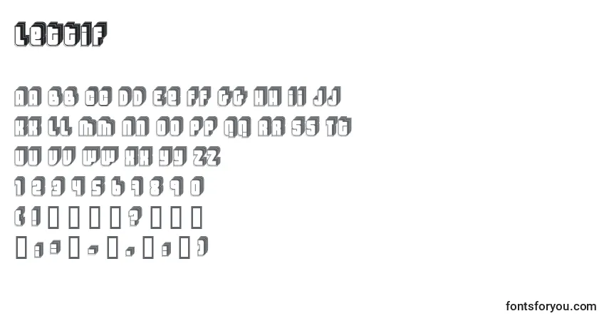 Czcionka Lettif – alfabet, cyfry, specjalne znaki