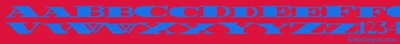 FatestWidest-Schriftart – Blaue Schriften auf rotem Hintergrund