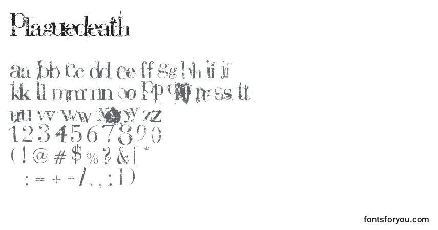 Шрифт Plaguedeath – алфавит, цифры, специальные символы