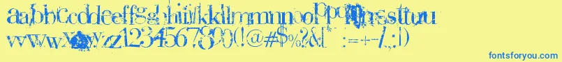 Plaguedeath Font – Blue Fonts on Yellow Background