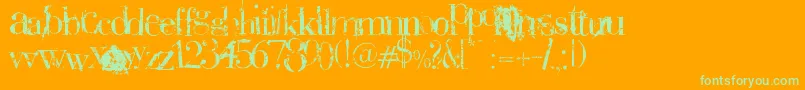 Plaguedeath-Schriftart – Grüne Schriften auf orangefarbenem Hintergrund