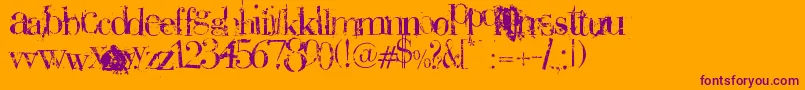 Plaguedeath Font – Purple Fonts on Orange Background
