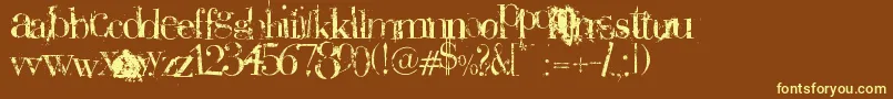 Plaguedeath-Schriftart – Gelbe Schriften auf braunem Hintergrund