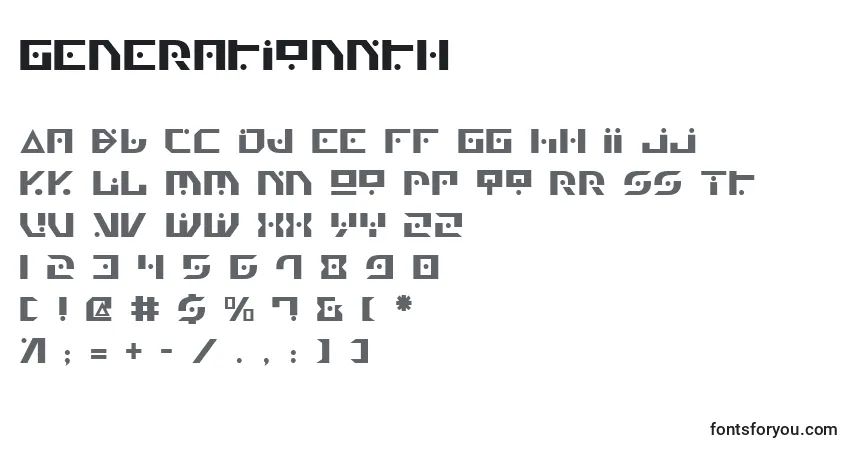 characters of generationnth font, letter of generationnth font, alphabet of  generationnth font