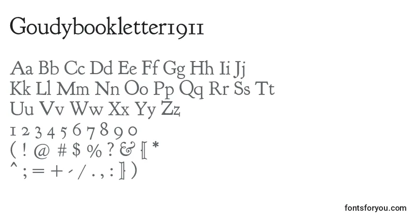 Czcionka Goudybookletter1911 – alfabet, cyfry, specjalne znaki