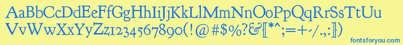 Goudybookletter1911 Font – Blue Fonts on Yellow Background