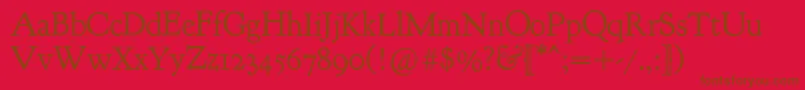 Fonte Goudybookletter1911 – fontes marrons em um fundo vermelho