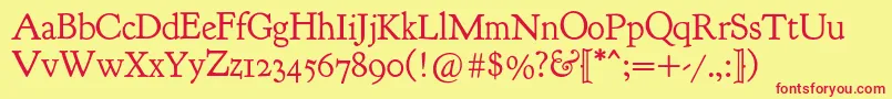 Goudybookletter1911 Font – Red Fonts on Yellow Background