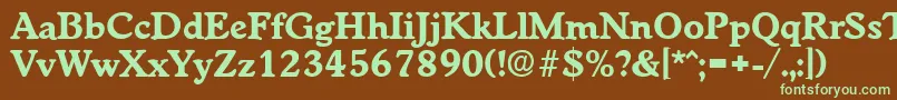 フォントWorchesterBold – 緑色の文字が茶色の背景にあります。