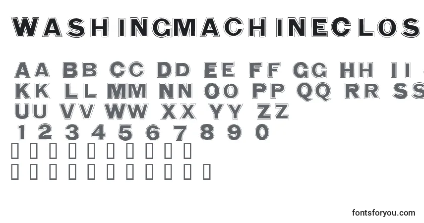 A fonte WashingmachineCloser – alfabeto, números, caracteres especiais