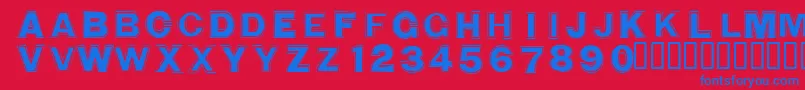 フォントWashingmachineCloser – 赤い背景に青い文字