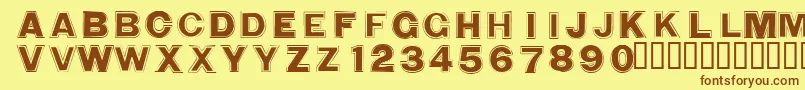 WashingmachineCloser-fontti – ruskeat fontit keltaisella taustalla