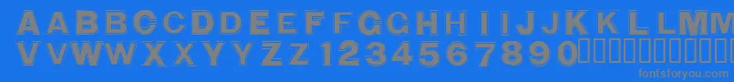 WashingmachineCloser-fontti – harmaat kirjasimet sinisellä taustalla