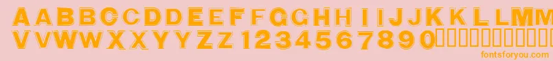 WashingmachineCloser-fontti – oranssit fontit vaaleanpunaisella taustalla