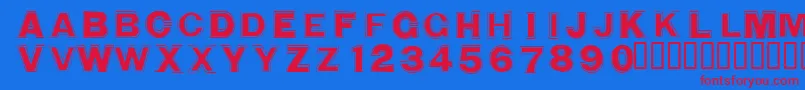 フォントWashingmachineCloser – 赤い文字の青い背景