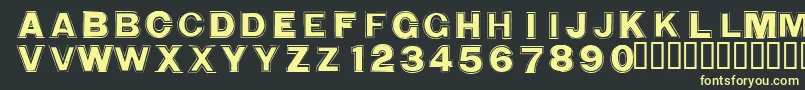 フォントWashingmachineCloser – 黒い背景に黄色の文字