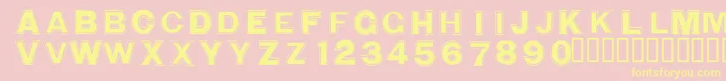 WashingmachineCloser-fontti – keltaiset fontit vaaleanpunaisella taustalla