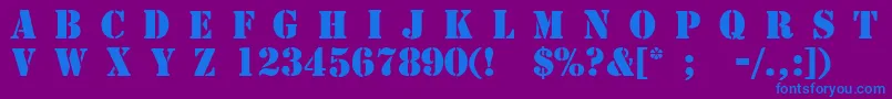 Czcionka 4077th – niebieskie czcionki na fioletowym tle
