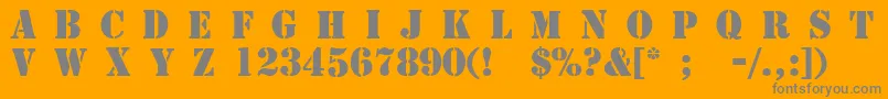 4077th-Schriftart – Graue Schriften auf orangefarbenem Hintergrund