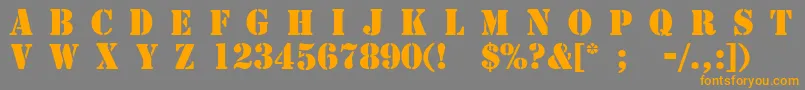フォント4077th – オレンジの文字は灰色の背景にあります。
