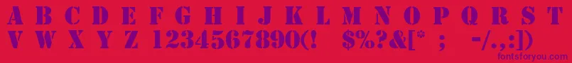 4077th Font – Purple Fonts on Red Background