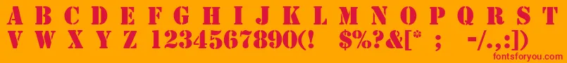 4077th-Schriftart – Rote Schriften auf orangefarbenem Hintergrund