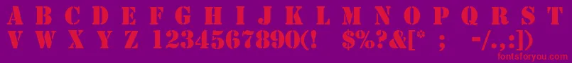 フォント4077th – 紫の背景に赤い文字