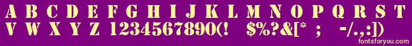 4077th-Schriftart – Gelbe Schriften auf violettem Hintergrund