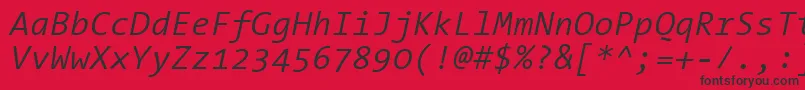 Fonte ThesansmonoSemilightitalic – fontes pretas em um fundo vermelho