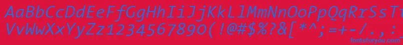 ThesansmonoSemilightitalic Font – Blue Fonts on Red Background