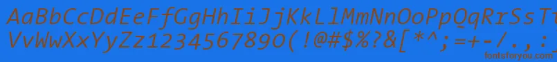 ThesansmonoSemilightitalic Font – Brown Fonts on Blue Background
