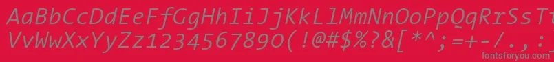 Шрифт ThesansmonoSemilightitalic – серые шрифты на красном фоне