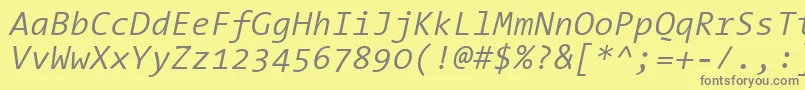 ThesansmonoSemilightitalic Font – Gray Fonts on Yellow Background
