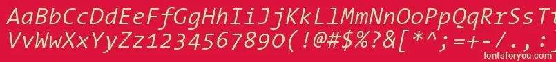 fuente ThesansmonoSemilightitalic – Fuentes Verdes Sobre Fondo Rojo