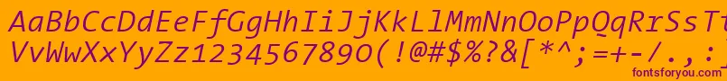ThesansmonoSemilightitalic Font – Purple Fonts on Orange Background