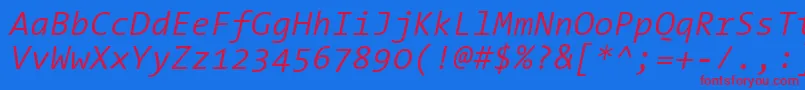 Police ThesansmonoSemilightitalic – polices rouges sur fond bleu