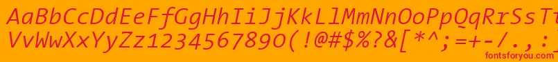 ThesansmonoSemilightitalic-fontti – punaiset fontit oranssilla taustalla