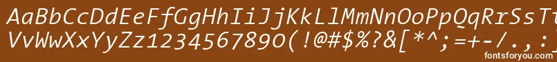 Czcionka ThesansmonoSemilightitalic – białe czcionki na brązowym tle