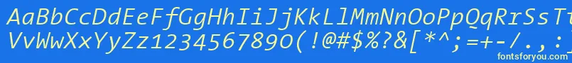 Czcionka ThesansmonoSemilightitalic – żółte czcionki na niebieskim tle