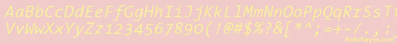 En savoir plus sur la police ThesansmonoSemilightitalic Police ThesansmonoSemilightitalic – polices jaunes sur fond rose