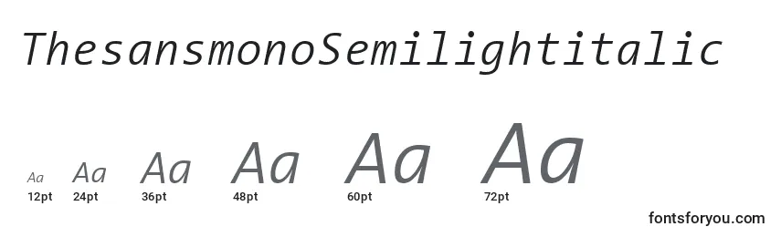 Размеры шрифта ThesansmonoSemilightitalic