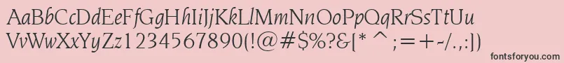 NovareseBookItalicBt-fontti – mustat fontit vaaleanpunaisella taustalla