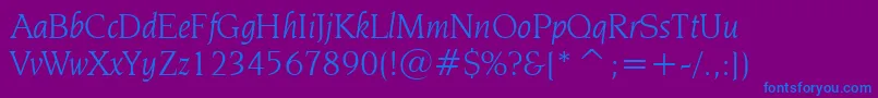 NovareseBookItalicBt Font – Blue Fonts on Purple Background