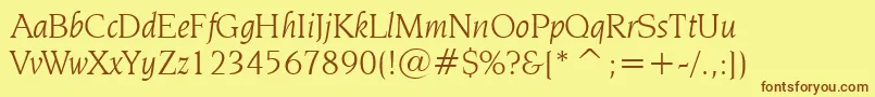 NovareseBookItalicBt Font – Brown Fonts on Yellow Background
