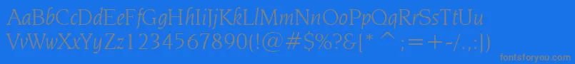 NovareseBookItalicBt-fontti – harmaat kirjasimet sinisellä taustalla