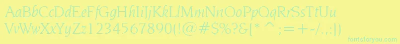 NovareseBookItalicBt-Schriftart – Grüne Schriften auf gelbem Hintergrund