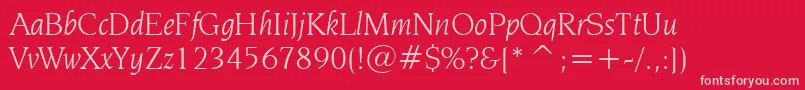 NovareseBookItalicBt Font – Pink Fonts on Red Background